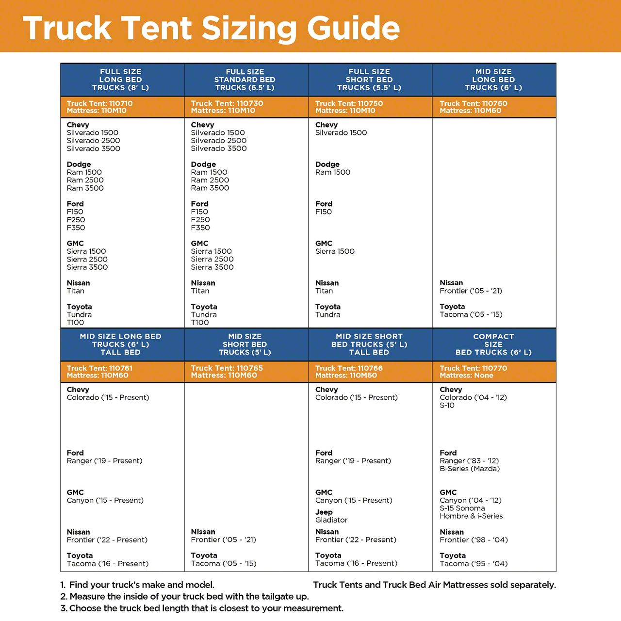 Tent, Mattress Sizing Guide